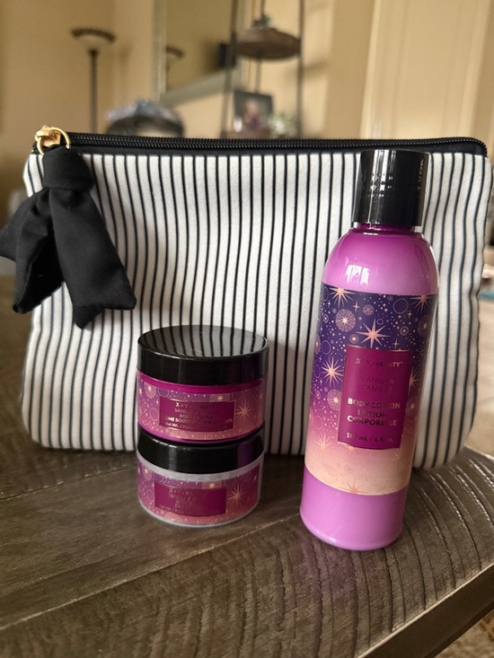Other - Vanilla Scented Body Lotion, Bath Salts & Cream Set with cosmetic bag - New Set!
